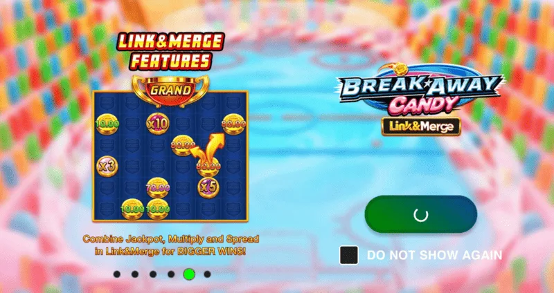 Break Away Candy - huvudskärm med 6x6-rutnät och hockeyspelare